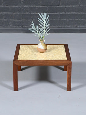 Mid-Century Modern Walnut Side Table w/ Inlaid Shell Top, c.1950’s