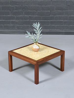 Mid-Century Modern Walnut Side Table w/ Inlaid Shell Top, c.1950’s