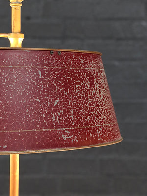 French Empire Style Bouillette Brass Table Lamps w/ Metal Tole Shades, c.1950’s