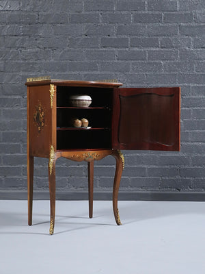 French Louis XV Style Vernis Martin Hand-Painted Bombé Cabinet w/ Ormolu Mounts, c.1920’s
