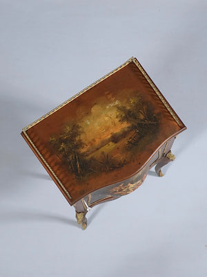 French Louis XV Style Vernis Martin Hand-Painted Bombé Cabinet w/ Ormolu Mounts, c.1920’s