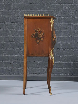 French Louis XV Style Vernis Martin Hand-Painted Bombé Cabinet w/ Ormolu Mounts, c.1920’s