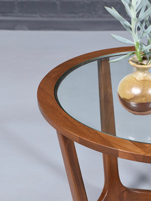 Mid-Century Modern Walnut & Glass Side Table, c.1960’s