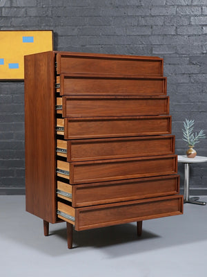 John Keal Walnut Highboy Dresser for Brown Saltman, c.1960’s