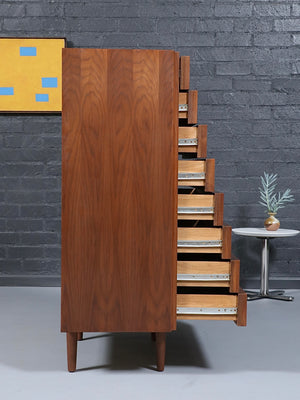 John Keal Walnut Highboy Dresser for Brown Saltman, c.1960’s