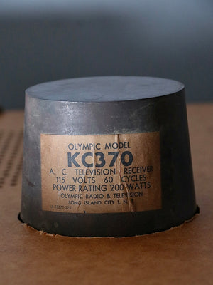 Mid-Century Chinoiserie Black Lacquer TV & Stereo Console with Olympic KC370 Television, c.1960’s