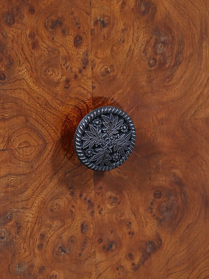 Renaissance Revival Carved Tiger Oak Cabinet w/ Walnut Burl Panels, c.1920’s