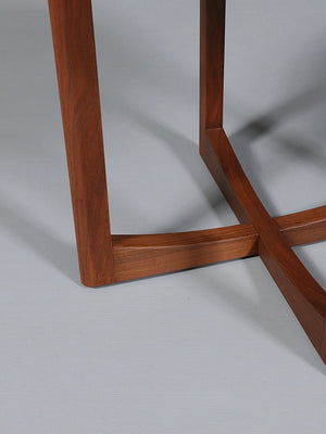 Mid-Century Modern Sculpted Walnut Side Table w/ Travertine Top, c.1960’s