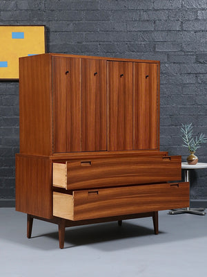 Mid-Century Modern Zebrawood Highboy Dresser by American of Martinsville, c.1960’s