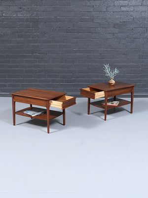 Pair of Mid-Century Modern Side Tables w/ Bookshelves by Mersman, c.1960’s