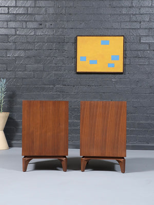 Pair of Mid-Century Modern Sculpted Walnut Night Stands by Vanleigh, c.1960’s