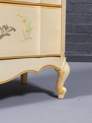 Vintage French Provincial Hand-Painted Cream Dresser w/ Cabriole Legs, c.1970’s