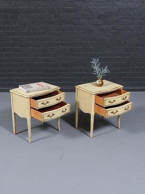 Pair of French Provincial Style “Limoges” Painted Night Stands by Drexel, c.1960’s