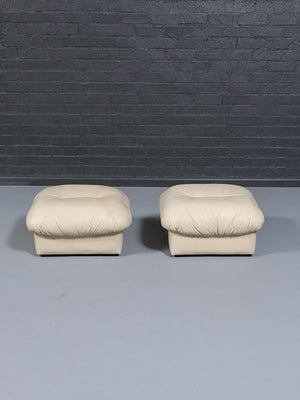 Pair of Italian Post Modern Leather Stools by Chateau D'ax, c.1980’s