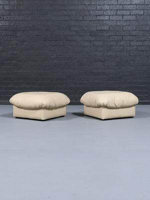 Pair of Italian Post Modern Leather Stools by Chateau D'ax, c.1980’s