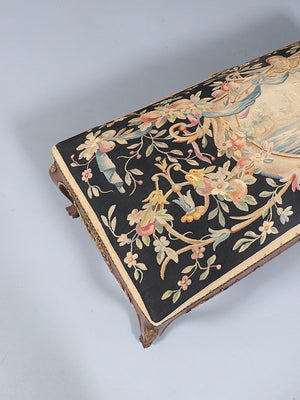 French Louis XV Style Carved Walnut Upholstered Bench w/ Gilt Accents, c.1920’s