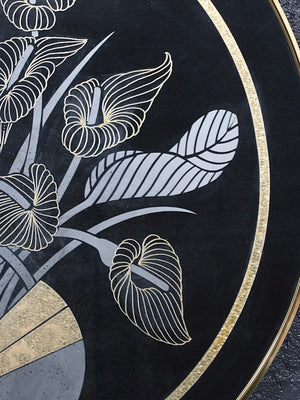 Post Modern Lily Flowers Wall Mirror by Richard Sandoval for Windsor Art, c.1980’s