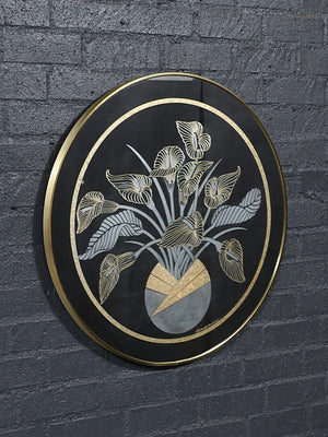 Post Modern Lily Flowers Wall Mirror by Richard Sandoval for Windsor Art, c.1980’s