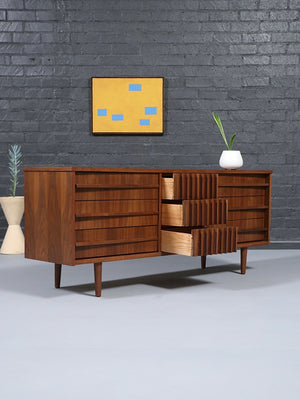 Mid-Century Modern Curved-Front Walnut Dresser, c.1960’s