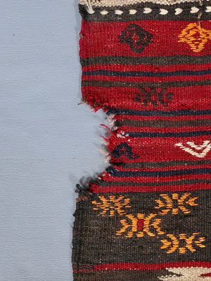 Vintage Anatolian Handwoven Kilim Rug in Red & Indigo Geometric Wool, c.1960’s