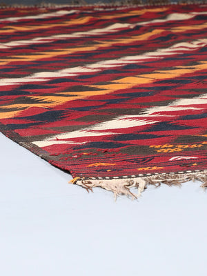 Vintage Anatolian Handwoven Kilim Rug in Red & Indigo Geometric Wool, c.1960’s