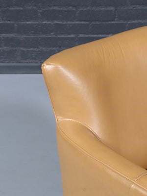Pair of Vintage Modern Tan Leather Club Lounge Chairs, c.1980’s