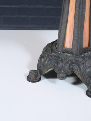 Arts & Crafts Style Table Lamp w/ Cathedral Slag Glass, c.1970’s