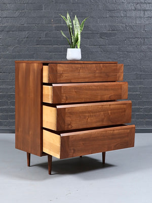 Mid Century Modern 4-Drawer Walnut Highboy Dresser, c.1960’s