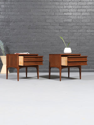 Pair of Mid-Century Modern “Rhythm” Walnut Night Stands by Lane, c.1960’s