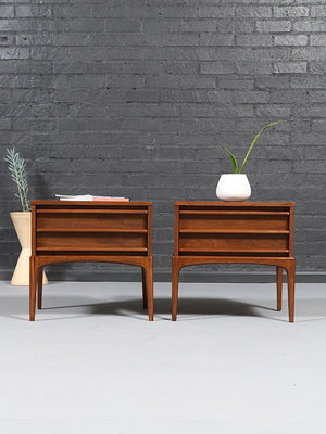 Pair of Mid-Century Modern “Rhythm” Walnut Night Stands by Lane, c.1960’s