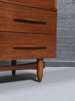 Mid-Century Modern Sculpted Walnut Dresser by Harmony House, c.1960’s