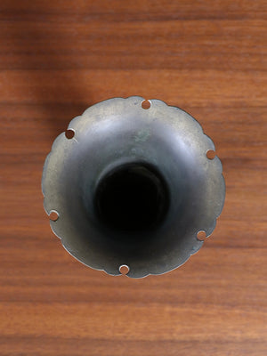 French Art Nouveau Iris Relief Repoussé Brass Vase, c.1920’s