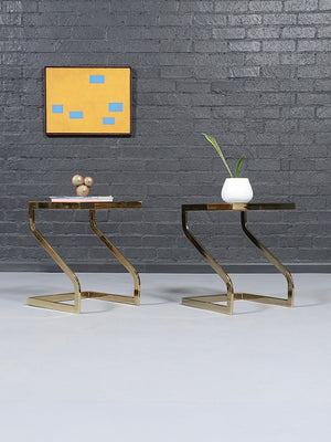 Pair of Mid-Century Modern Brass & Glass Floating Cantilever Side Tables, c.1970’s