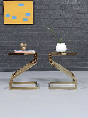Pair of Mid-Century Modern Brass & Glass Floating Cantilever Side Tables, c.1970’s