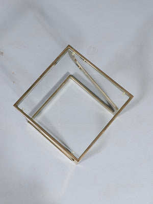 Pair of Mid-Century Modern Brass & Glass Floating Cantilever Side Tables, c.1970’s