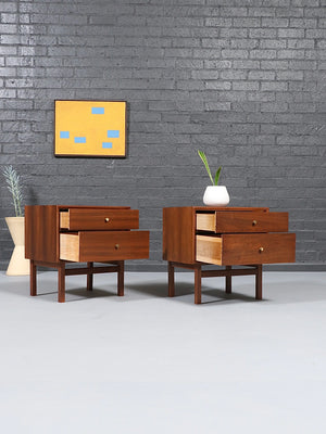 Pair of Mid-Century Modern Walnut Night Stands by American of Martinsville, c.1950’s