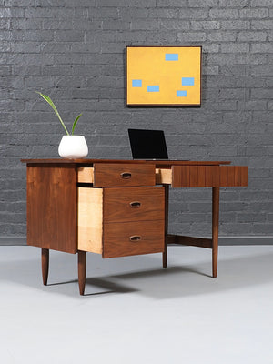 Mid-Century Modern “Mainland” Walnut Writing Desk by Hooker, c.1960’s