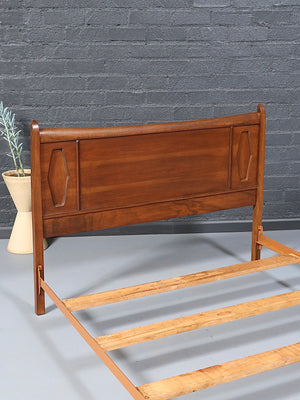 Mid-Century Modern Full-Size Sculpted Walnut Bed Frame, c.1960’s