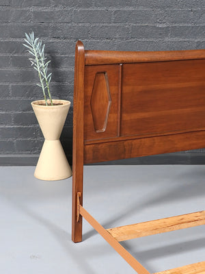 Mid-Century Modern Full-Size Sculpted Walnut Bed Frame, c.1960’s