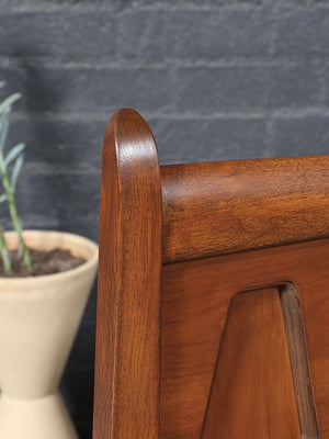 Mid-Century Modern Full-Size Sculpted Walnut Bed Frame, c.1960’s