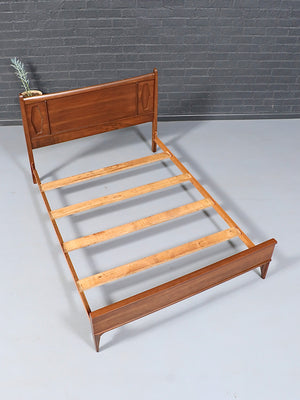 Mid-Century Modern Full-Size Sculpted Walnut Bed Frame, c.1960’s