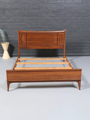 Mid-Century Modern Full-Size Sculpted Walnut Bed Frame, c.1960’s