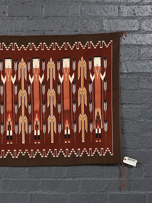 Vintage American Southwest Navajo Yei Figure Handwoven Wool Wall Art, c.1960’s