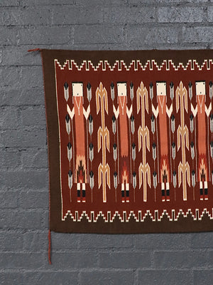 Vintage American Southwest Navajo Yei Figure Handwoven Wool Wall Art, c.1960’s