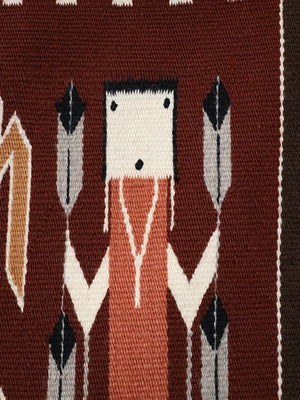 Vintage American Southwest Navajo Yei Figure Handwoven Wool Wall Art, c.1960’s