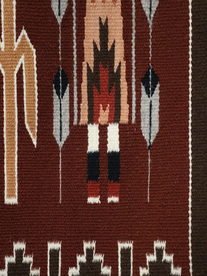 Vintage American Southwest Navajo Yei Figure Handwoven Wool Wall Art, c.1960’s