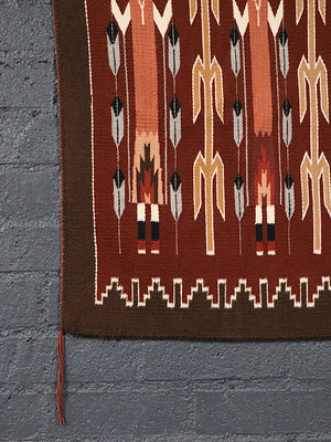 Vintage American Southwest Navajo Yei Figure Handwoven Wool Wall Art, c.1960’s