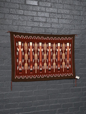 Vintage American Southwest Navajo Yei Figure Handwoven Wool Wall Art, c.1960’s