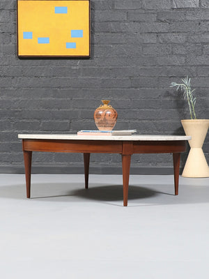 Mid-Century Modern Round Travertine Top Coffee Table, c.1960’s