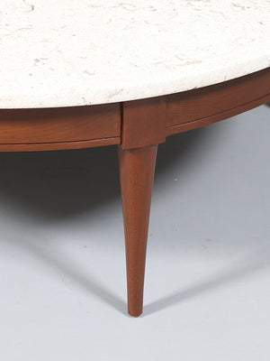 Mid-Century Modern Round Travertine Top Coffee Table, c.1960’s